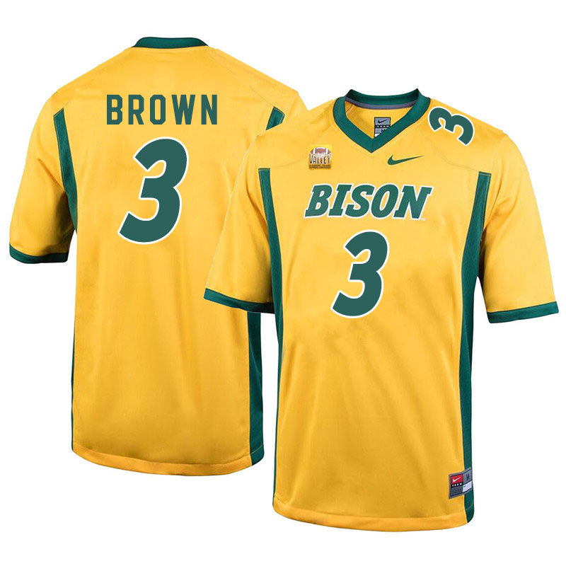 Men #3 Jaxon Brown North Dakota State Bison College Football Jerseys Sale-Yellow